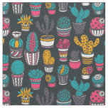 Hand Drawn Cactus in Sketch Style Pattern Fabric