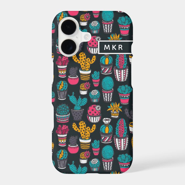 Hand Drawn Cactus in Sketch Style Pattern Iphone Case (Back)