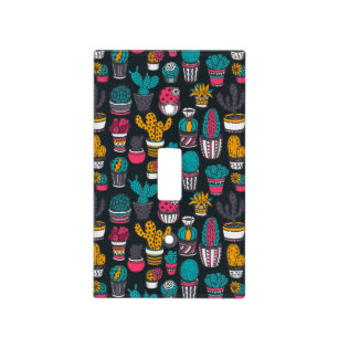 Hand Drawn Cactus in Sketch Style Pattern Light Switch Cover