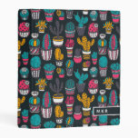 Hand Drawn Cactus in Sketch Style Pattern Mini Binder