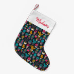 Hand Drawn Cactus in Sketch Style Pattern Small Christmas Stocking