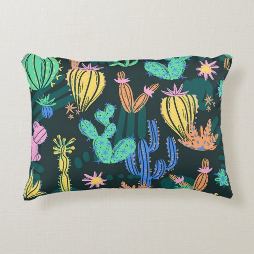 Hand_drawn cactus Scandinavian seamless Accent Pillow