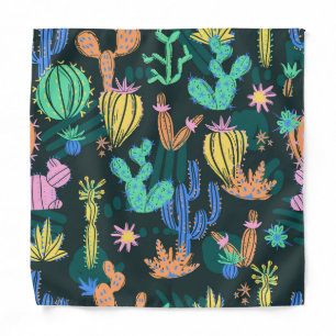Hand-drawn cactus: Scandinavian seamless. Bandana