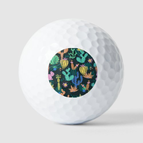 Hand_drawn cactus Scandinavian seamless Golf Balls