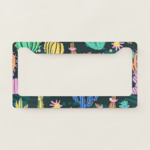 Hand-drawn cactus: Scandinavian seamless. License Plate Frame