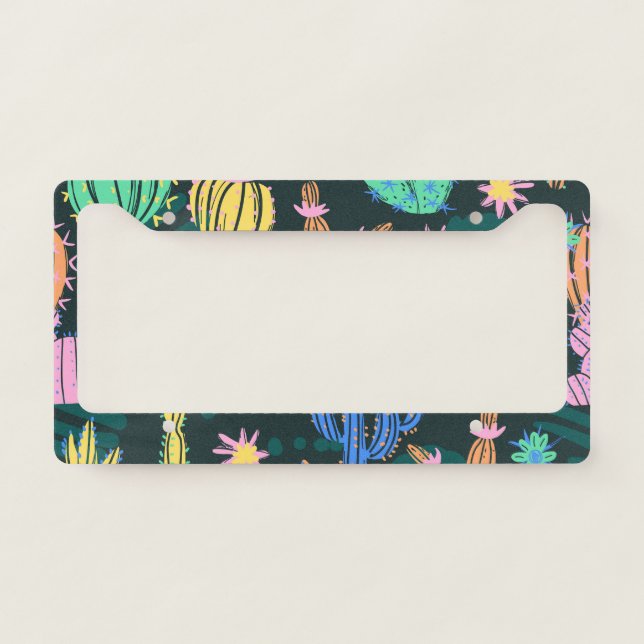 Hand-drawn cactus: Scandinavian seamless. License Plate Frame (Front)