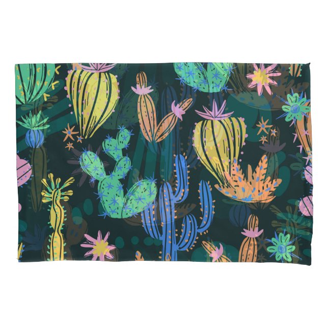 Hand-drawn cactus: Scandinavian seamless. Pillow Case (Front)