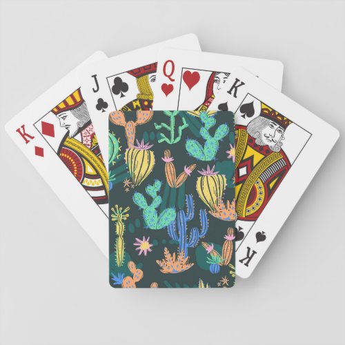 Hand_drawn cactus Scandinavian seamless Playing Cards
