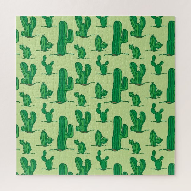 Hand-drawn cactus: seamless pattern. jigsaw puzzle (Vertical)