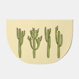Hand drawn cactus, vintage floral illustration. doormat