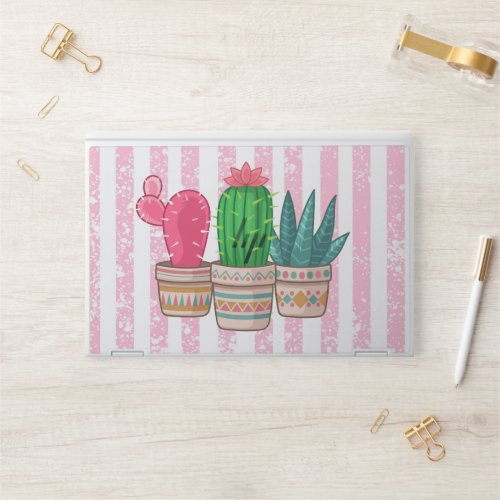 hand drawn cactus with stripes background HP laptop skin