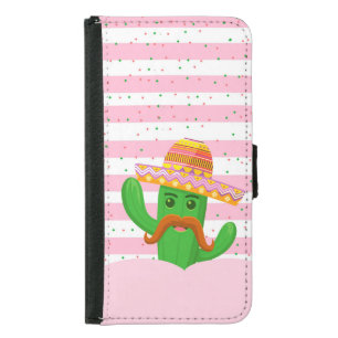 hand drawn cactus with stripes background samsung galaxy s5 wallet case