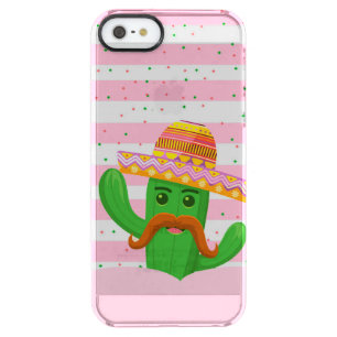 hand drawn cactus with stripes background clear iPhone SE/5/5s case