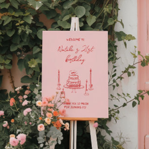 Hand Drawn Cake Birthday 21st Fun Doddle Welcome Foam Board