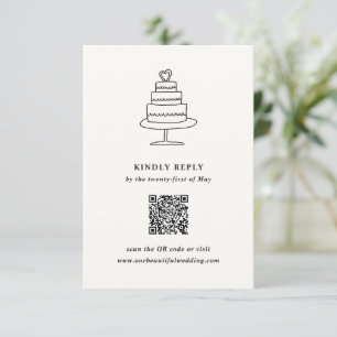 Hand Drawn Cake Doodle Modern Wedding RSVP Card