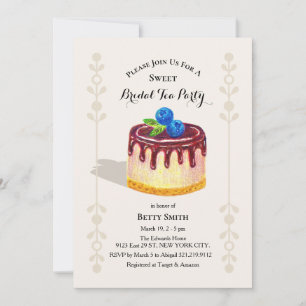 Hand Drawn Cake Sweet Tea Party Bridal Shower Invitation