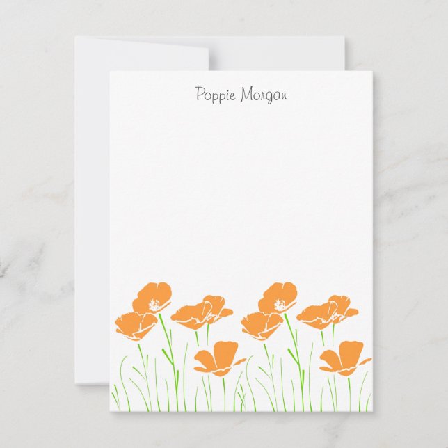 Hand Drawn California Poppies    Note Card (Front)