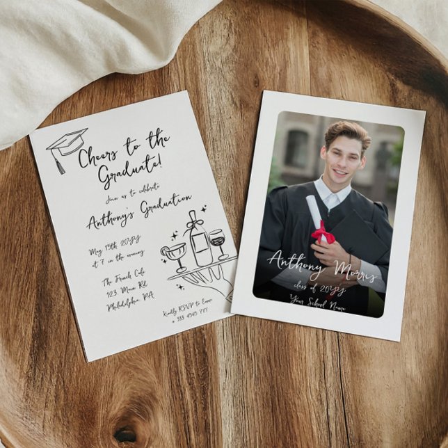 Hand drawn Calligraphy Graduation cheers invite (Creator Uploaded)