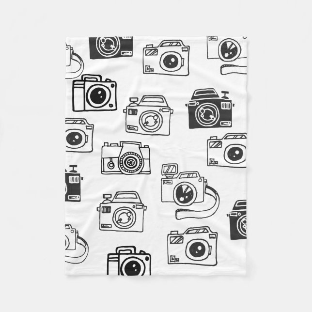 Hand drawn camera blanket photographer gift (Front)