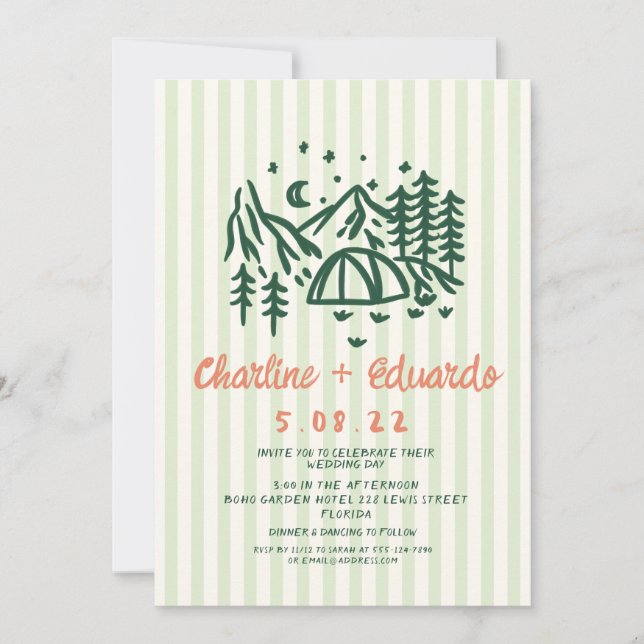 Hand drawn Camp Nature Scribble Wedding  Invitation (Front)