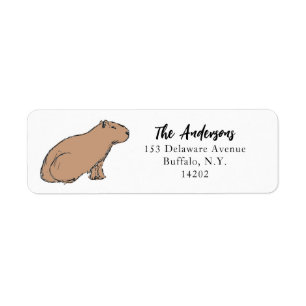 Hand-Drawn Capybara Cute Animal Return Address Label