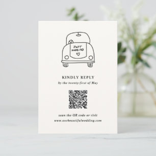 Hand Drawn Car Doodle Modern Wedding RSVP Card
