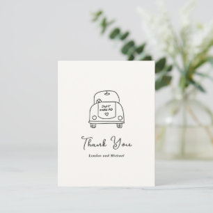Hand Drawn Car Doodle Modern Wedding Thank You Card