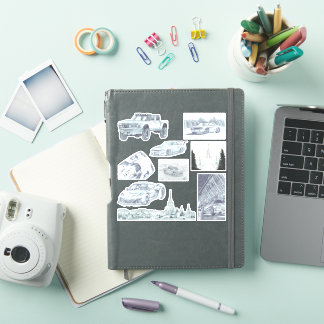 Hand Drawn Car Sketches Sticker Pack