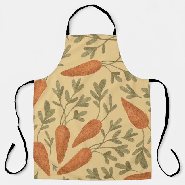 Hand-drawn carrots, colorful seamless pattern. apron (Front)