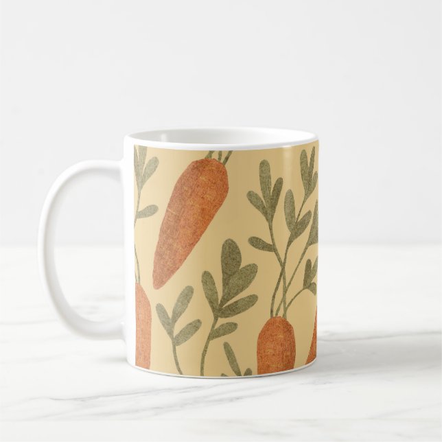 Hand-drawn carrots, colorful seamless pattern. coffee mug (Left)