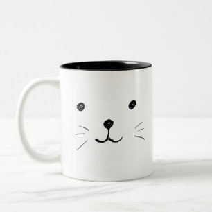 Hand Drawn Cartoon Cat Pictures Cute Kitty Pics Two-Tone Coffee Mug