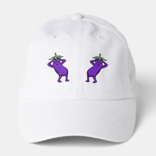 Hand Drawn Cartoon Cute Eggplants Posing  Performance Cap