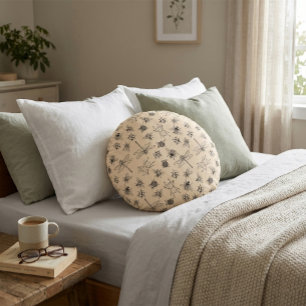 Hand-Drawn Cartoon Insects Pattern Round Pillow