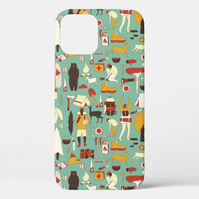 hand drawn cartoon seamless camping pattern. Picni Case-Mate iPhone Case (Back)