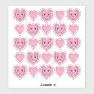 Hand Drawn Cartoon Smiling Cute Pink I Heart Sticker
