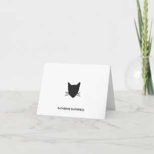 Hand Drawn Cat Personal Stationery Letterpress Thank You Card