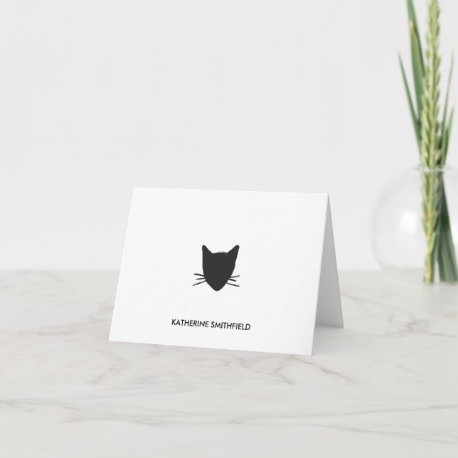 Hand Drawn Cat Personal Stationery Thank You Card (Front)