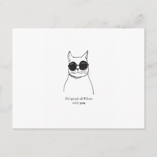 Hand drawn cat romantic card