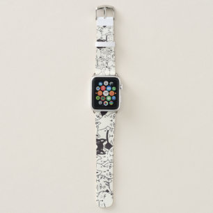 Hand-drawn cats doodle seamless pattern. apple watch band