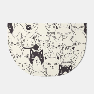 Hand-drawn cats doodle seamless pattern. doormat