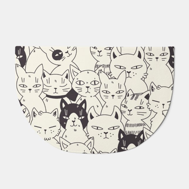 Hand-drawn cats doodle seamless pattern. doormat (Front)