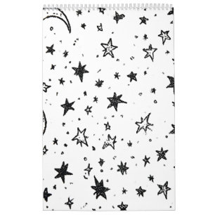 Hand Drawn Celestial Night Sky Pattern Calendar