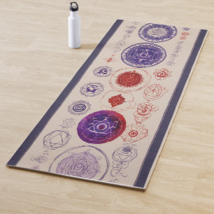 Hand-Drawn Chakra Alignment Chart Spiritual Yoga M Yoga Mat