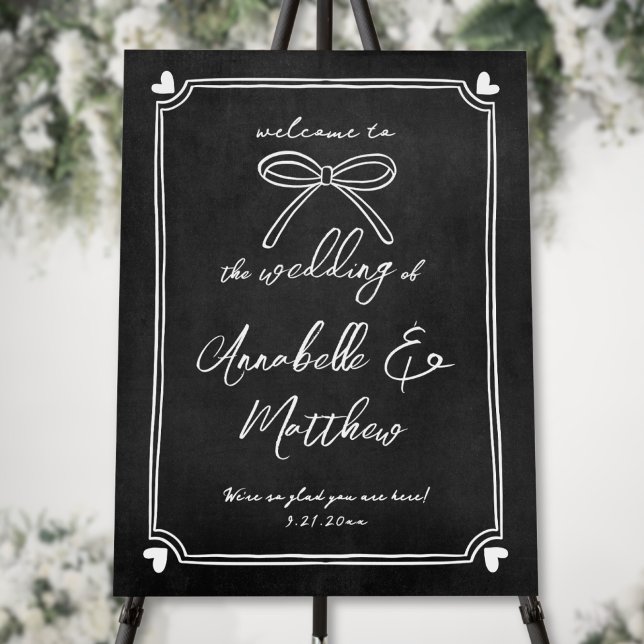 Hand Drawn Chalk Whimsical Wedding Welcome Sign (Hand Drawn Chalk Whimsical Wedding Welcome Sign )