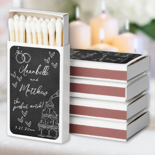 Hand Drawn Chalkboard Wedding Matchboxes