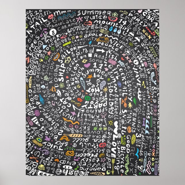 Hand-drawn chalkboard with Summer theme Lettering Poster (Front)