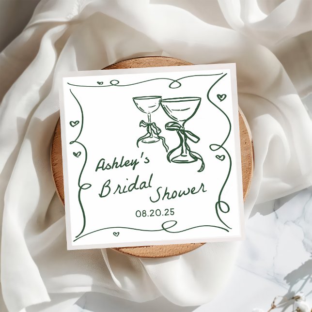 Hand Drawn Champagne Bridal Shower Napkins (Creator Uploaded)