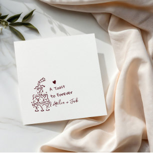 Hand Drawn Champagne Glass Tower Wedding Napkins