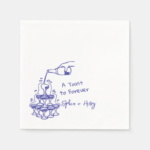 Hand Drawn Champagne Glass Tower Wedding Napkins