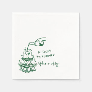 Hand Drawn Champagne Glass Tower Wedding Napkins